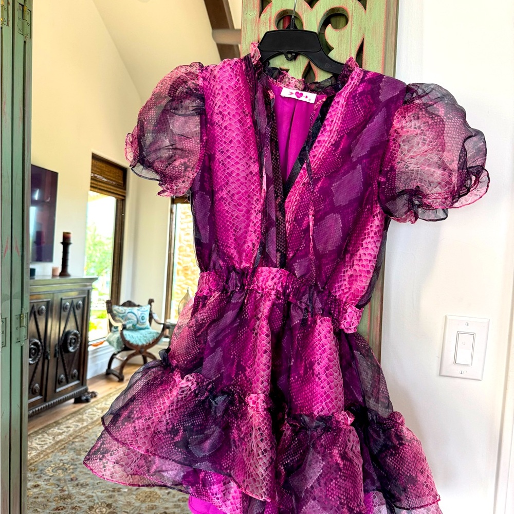 Buddy Love Pink Purple Puff sleeve dress XS